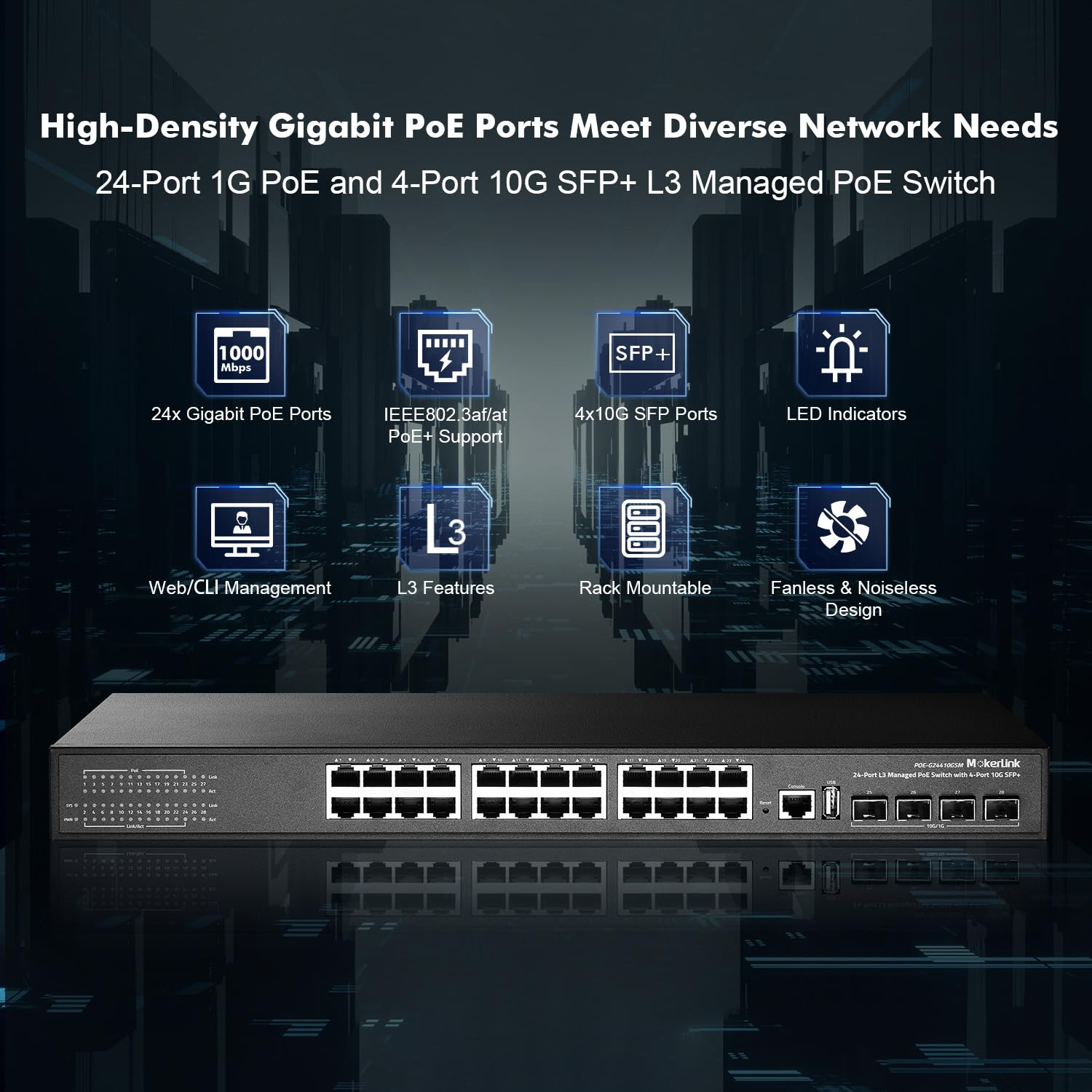Mua MokerLink 24 Port Gigabit PoE Managed Switch with 4 x 10G SFP+ ...