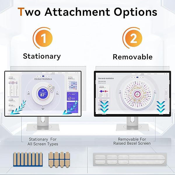 [2 PACK] 27 INCH COMPUTER PRIVACY SCREEN FOR 16:9 ASPECT RATIO WIDESCREEN MONITOR, EYE PROTECTION ANTI GLARE BLUE LIGHT COMPUTER MONITOR PRIVACY FILTER, REMOVABLE ANTI-SCRATCH 27IN PROTECTOR FILM