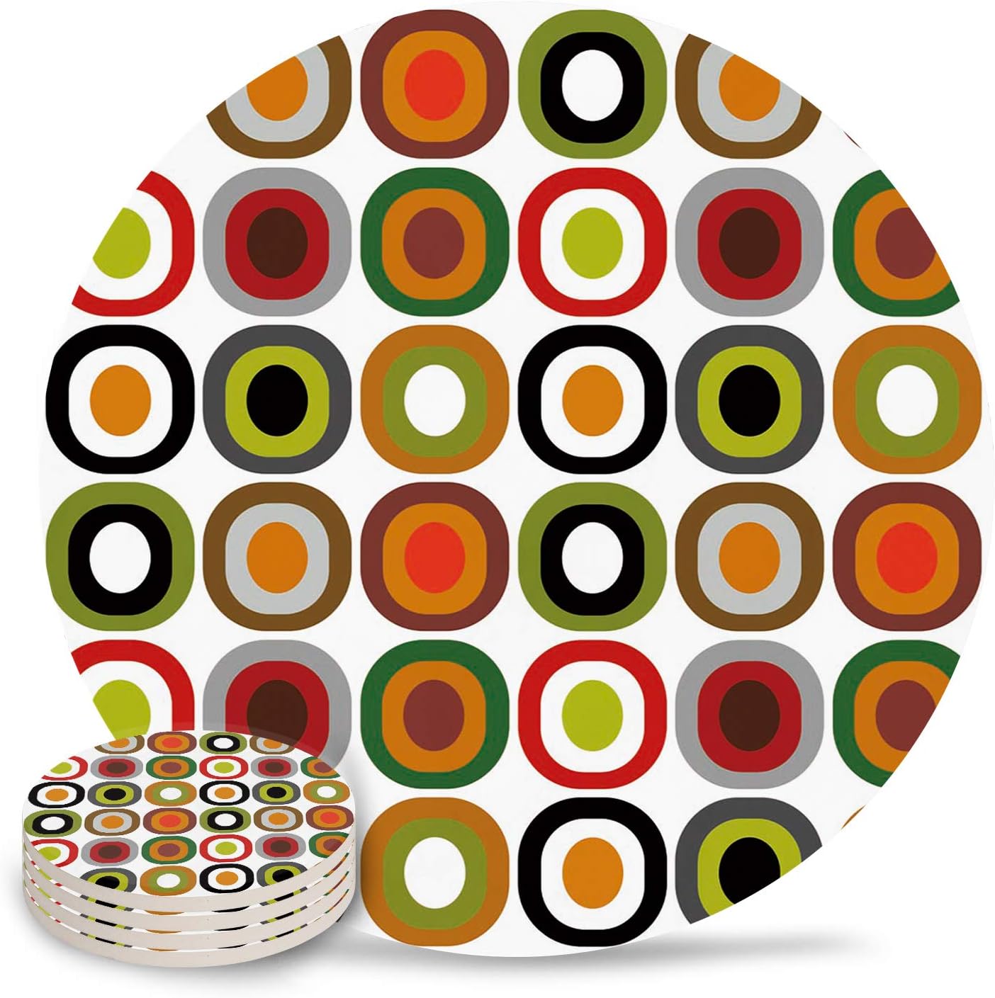 Mid Century Modern Coasters for Drink Absorbent Stone