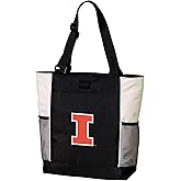 Broad Bay Illini Tote Bags University of Illinois Totes Beach Pool Or Travel - Official Zippered Carryall - Mesh Pockets & Adjustable Straps