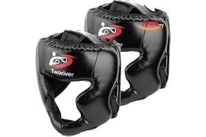 SANJOIN Boxing Headgear 2 Pack, Adjustable MMA Headgear for Adult Men Women and Kids, Closed-Type Boxing Helmet for Sparring, Muay Thai, Kickboxing Training Gear (Black-Black)