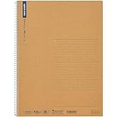 Maruman Spiral Note Basic Notebook, 160 Pages, A4, 6.5mm Narrow Ruled | 8.27"x11.69" Lined Paper, Kraft Cover, Twin-Wire Bound To Lay Flat, Perforated Pages, For School &amp; Office, Made in Japan