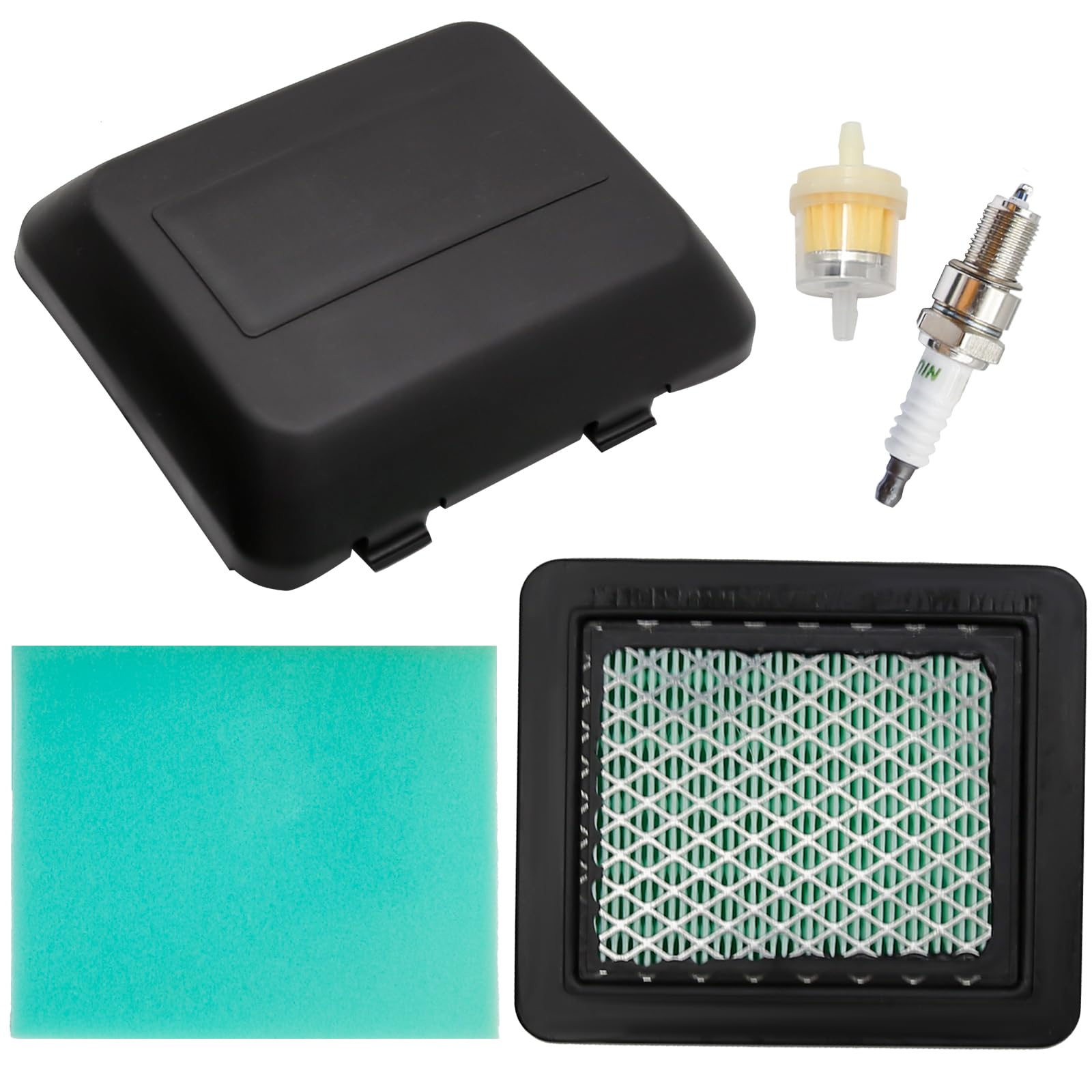 Hoypeyfiy 17211-ZL8-023 Air Filter Cleaner Cover Spark Plug Fuel Filter Replacement for Honda GCV135 GCV160 GCV190 GC190LA GC135 GCV160A Engine HRB216 HRB217 HRR216