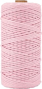 jijAcraft 3MM Pink Cotton Macrame Cord 100M String for Crafts DIY Wall Hanging view 7