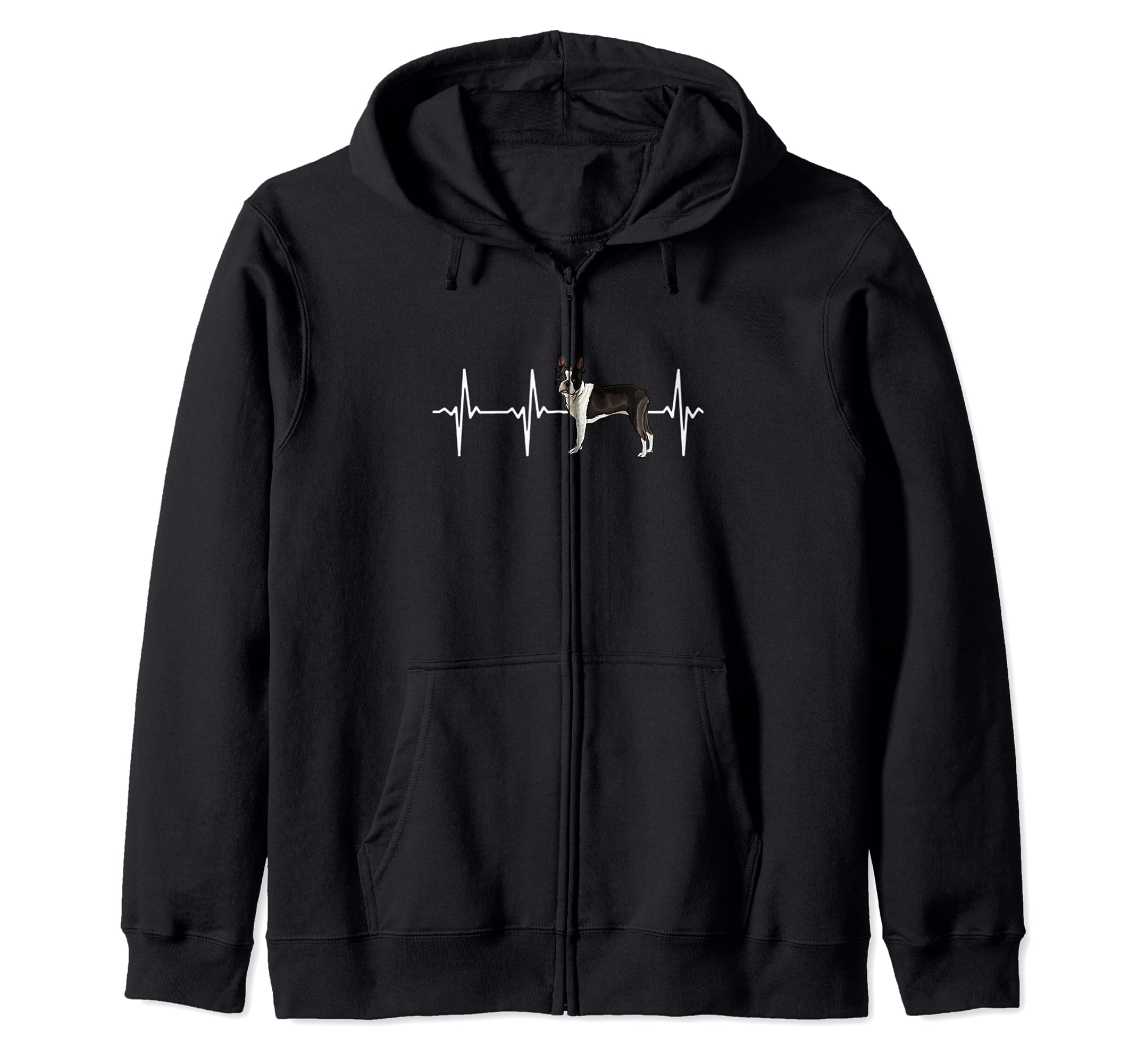 Boston Terrier Heartbeat Love My Dog Zip Hoodie
