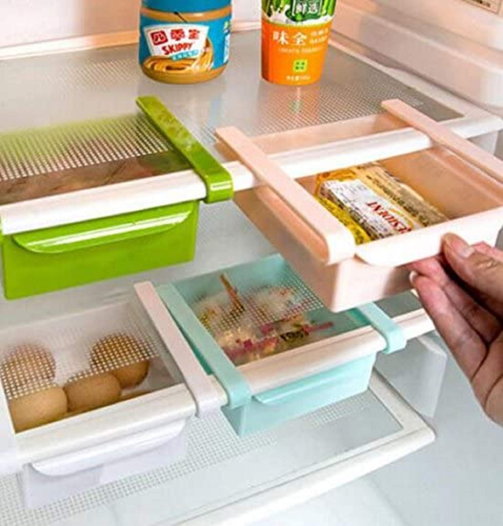 Kitchen Plastic Refrigerator/Freezer Shelf Storage Rack Organisation Holder white