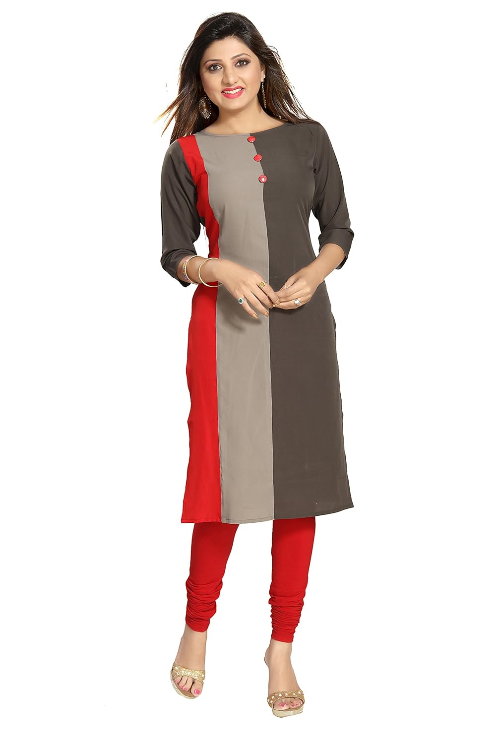 alc creations women's faux crepe a-line kurti