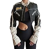 Women's Crop Baseball Jacket Casual Retro Varsity
