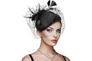DRESHOW Women Fascinator Hats Tea Party Hat Vintage Pillbox Hat Headband for Cocktail