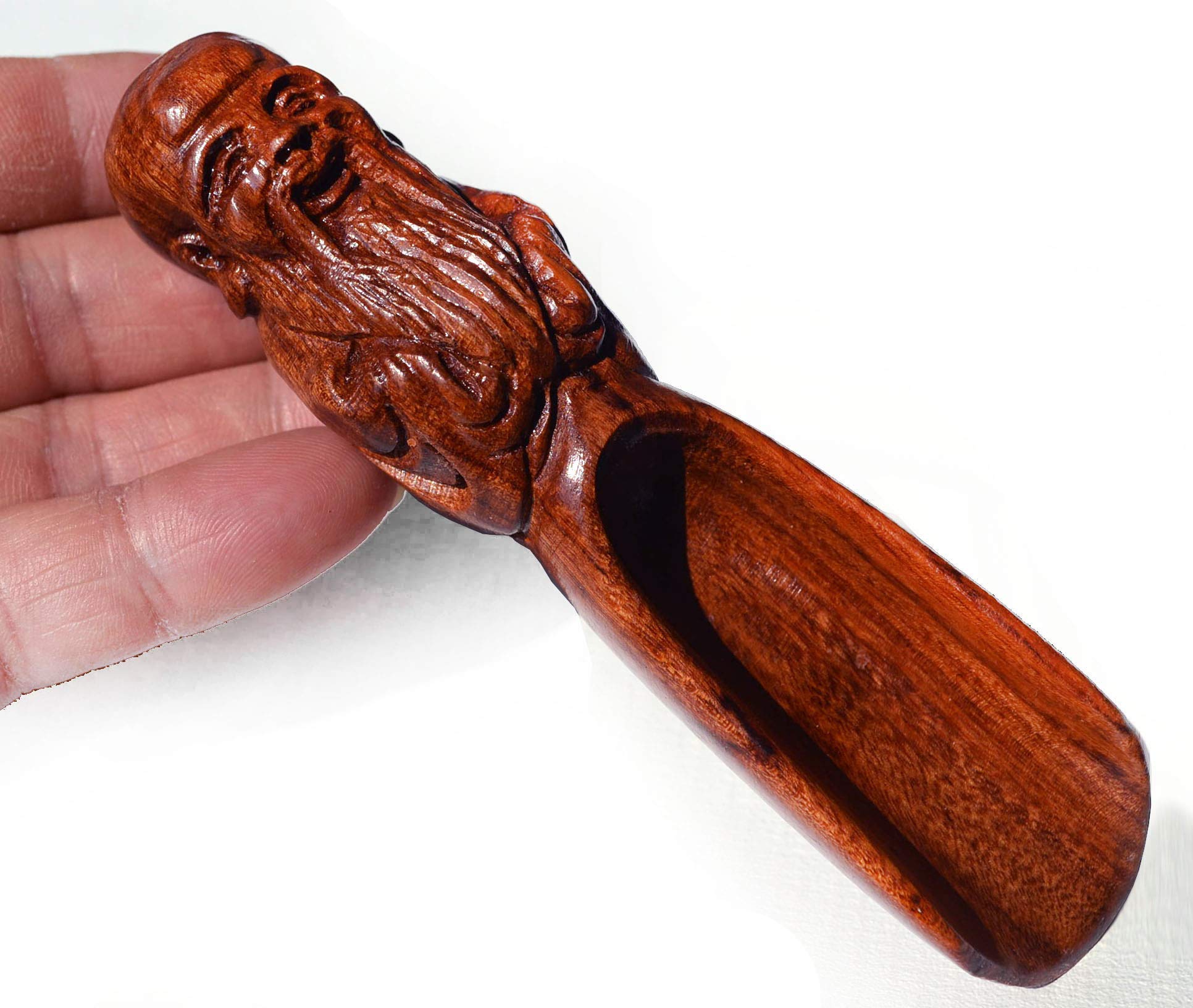Teaspoon Wood Tools GongFu Spoons Set,Handmade Finish Sculpture Decoration Dragon Longevity god (Longevity star)
