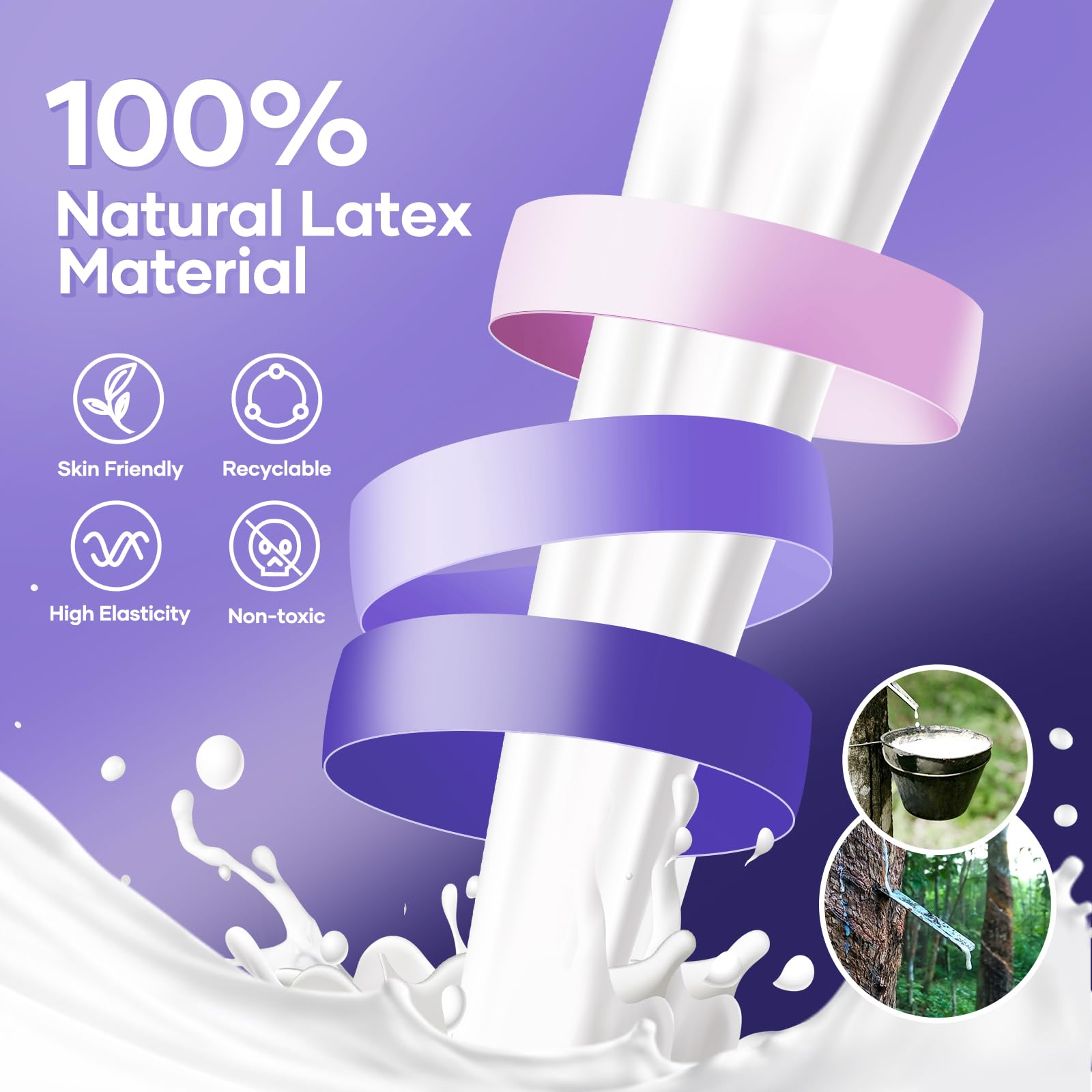 Fokky Fitnessbänder [5er Set], 100% Naturlatex Resistance Bands Widerstandsbänder mit Übungsanleitung auf Deutsch & Tragebeutel, Gymnastikband Fitnessband für Muskelaufbau Pilates Yoga 3