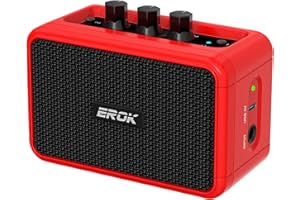 EROK Mini Electric Guitar Amplifier, with Clean Overdrive Effects,Support BT/Headphone Connection,5W Indoor Music Pratice Speaker (Red)