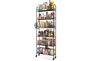 Qiaoxuan Slim Rolling Storage Cart with Wheels, Metal 6 Tier Mobile Shelving Unit Organizer Kitchen Utility Cart for Office Bathroom Kitchen Laundry Room Narrow Places (6inches)