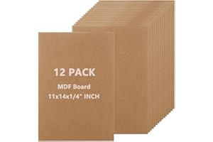 LOYORTY 12PCS 11" x 14" MDF Board, 1/4" Thick Unfinished Chipboard Sheets, Blank Chip Board for DIY Crafts,Painting, Engraving