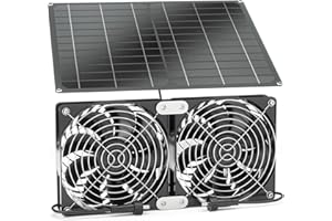 Ttnde Solar Powered Fan, 18W Solar Panel Fan, 12V Solar Exhaust Fan, 4.7'' Waterproof Dual Fans with Solar Panel Cooling Ventilation Solar Greenhouse Fan for Chicken Coop, Shed, ZDB-28