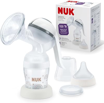 Sacaleches manual NUK | Almohadilla de silicona suave | Palanca ergonómica | Con biberón Perfect Match | 150ml