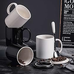 HOMEYES Black Novelty Coffee Mugs, 330 ML 11.2
