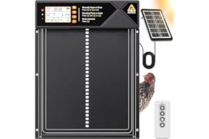 SHENDER Large Automatic Chicken Coop Door Solar Powered, Aluminum Alloy Automatic Chicken Door with 4 Modes, Light Sensor, Timer, LCD Display & Anti-Pinch Tech