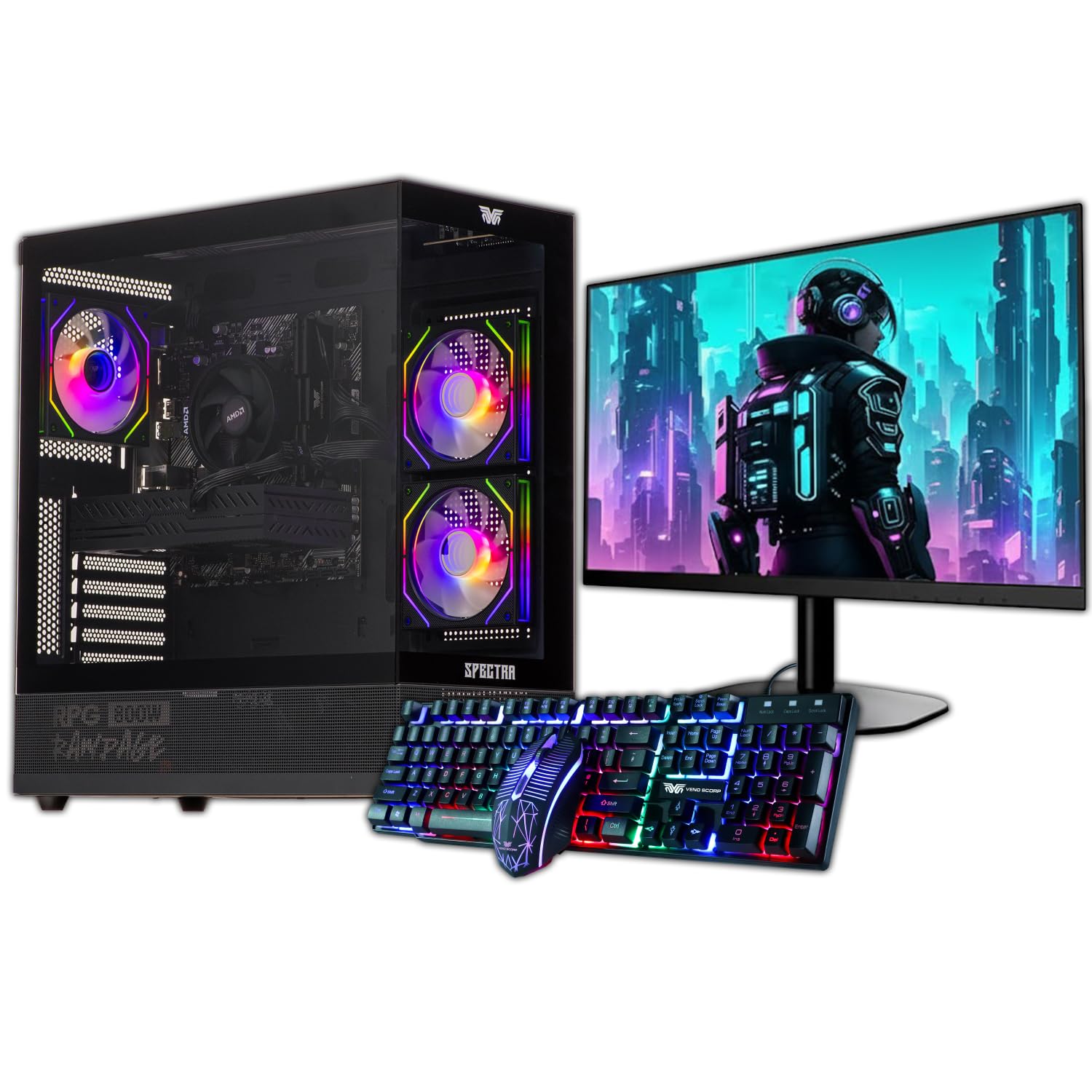 Veno Scorp Budget Gaming Pc 22” Bundle Intel Core I5-16Gb Ram – 120Gb Ssd 500Gb Hdd – Gtx 750 4Gb Spectra Argb Gaming Case - Windows 11
