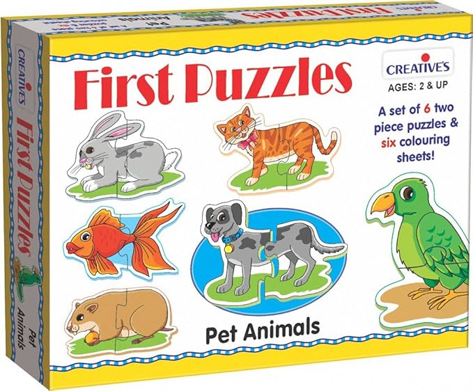 Buy Creative Educational Products 0795 Pet Animals First Puzzle 2 Piece Puzzles and 6 Colouring