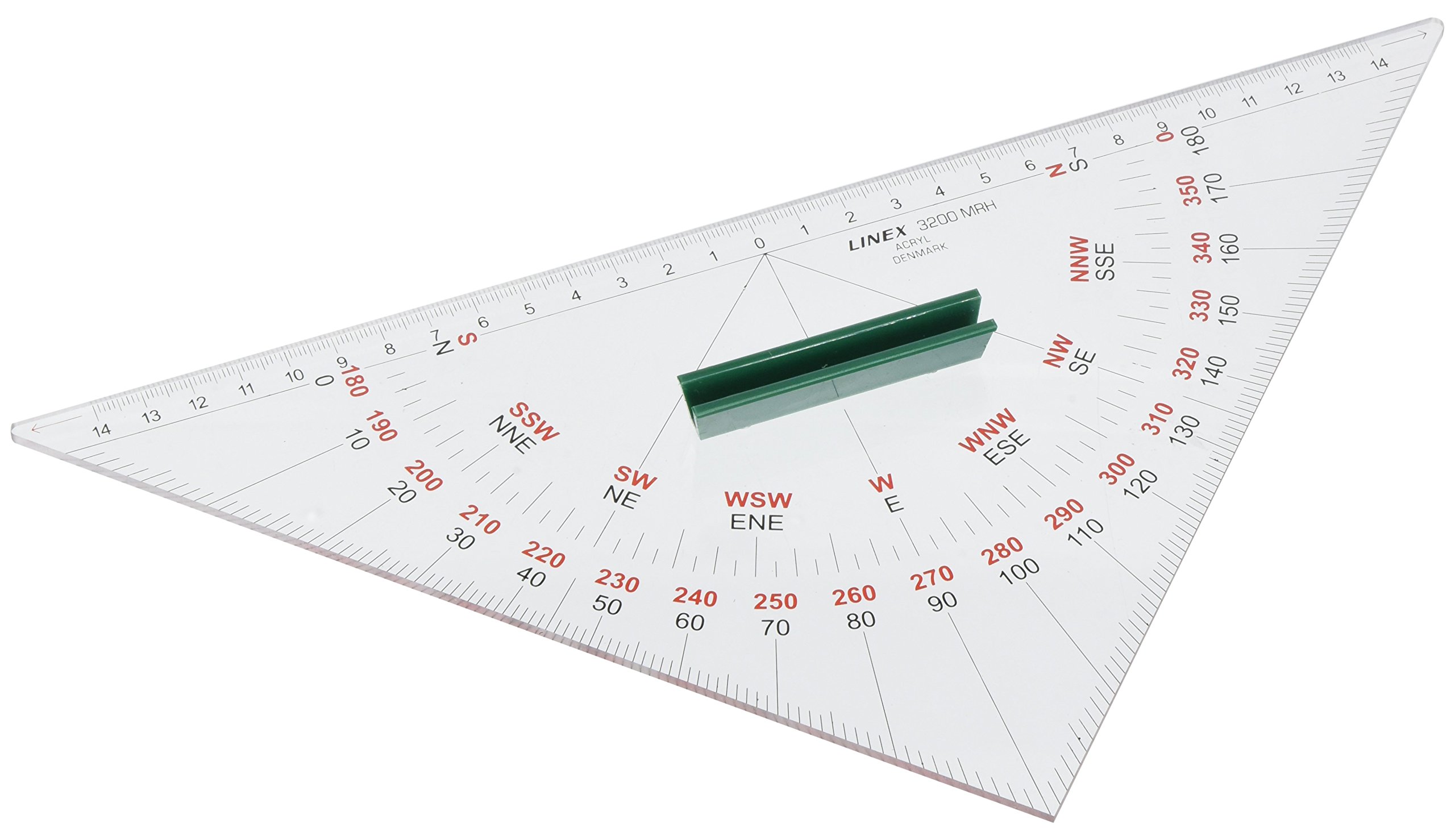 Linex 100413035 Nautical Protractor Bi-Colour Labelled with Plastic Handle and Vertical Edge 320 mm
