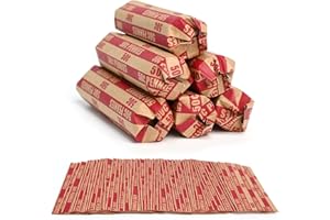 L LIKED 105 PCS Striped Flat Coin Wrappers Pennies Rolls Only, Red (105 PCS - Pennies)