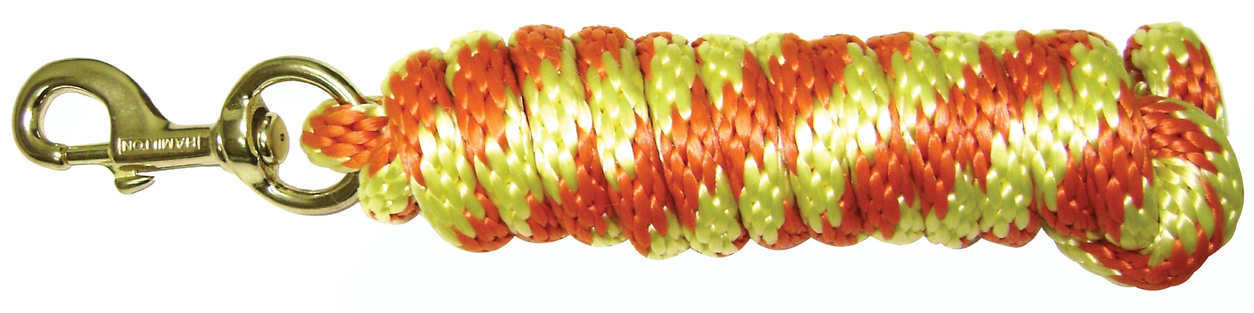 Hamilton Poly Lead with Bolt Snap, Lemon Yellow/Mango Orange Striped Pattern, 5/8" Thick x 10' Long
