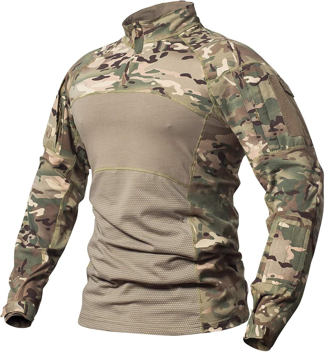 CARWORNIC Gear Men's Tactical Military Combat Shirt Cotton Army Assault Camo Long Sleeve T Shirt: Clothing