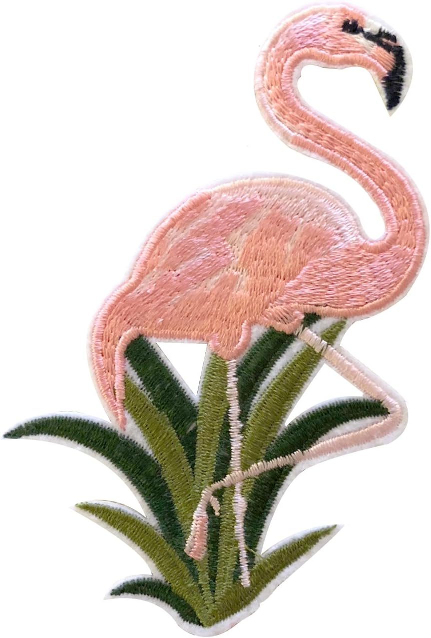 FabStix Flirty Flamingo Pink Iron on Patch or Sticker Applique for Kids Womens Mens Clothing Jeans Jacket Caps Bags Lapel, Medical Grade and Latex Free