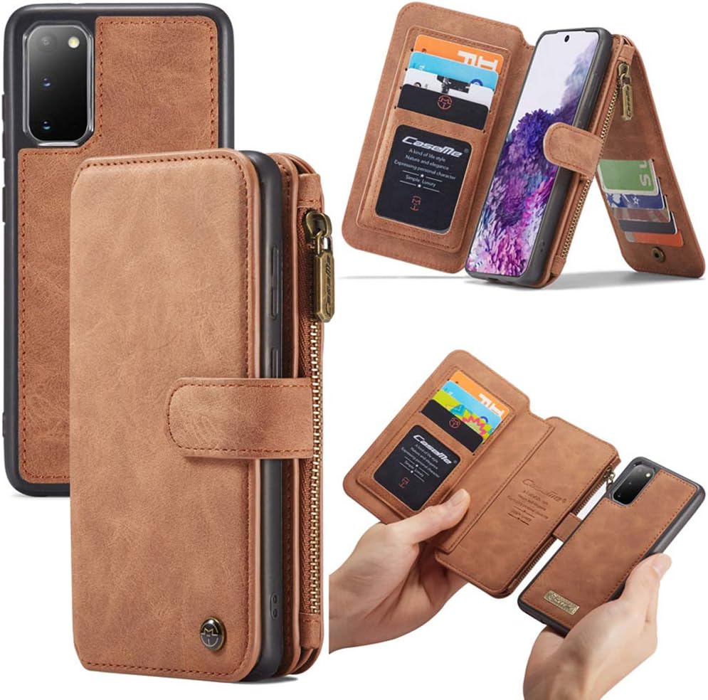 Ayans Galaxy S20 Ultra Wallet Case, Folding Flip Zipper Wallet Case with Kickstand and Multiple Card Slots Magnetic Detachable Protective Cover for Samsung Galaxy S20 Ultra