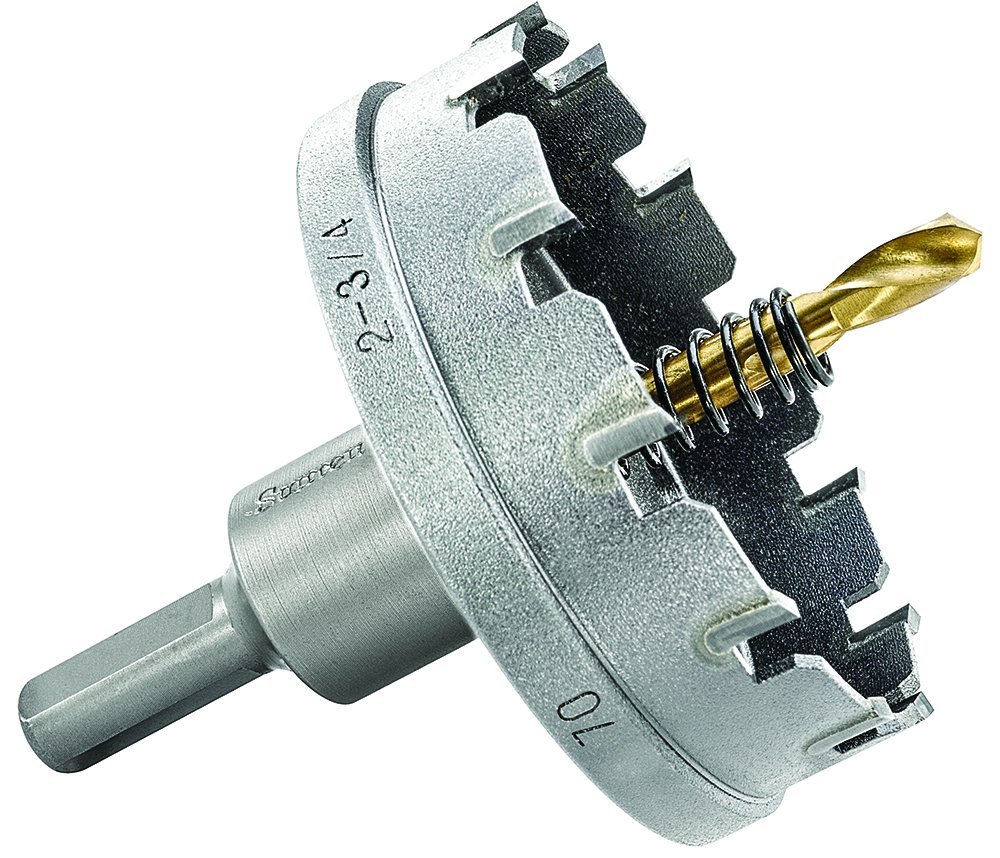 Starrett Tungsten Carbide Tipped Hole Saw, SM70 Sheet Metal Cutter With Arbor & Pilot Drill Bit