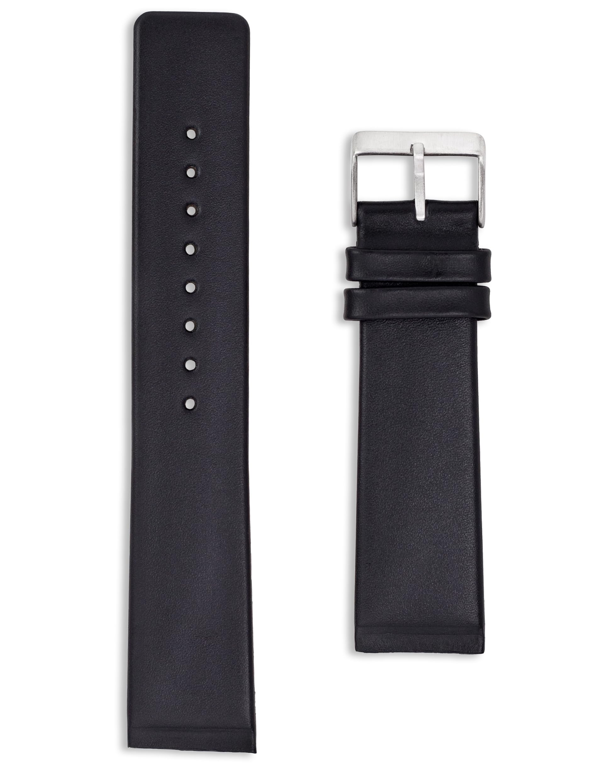 Buckle & Stitch Black Leather Replacement Watch Strap | Compatible with 22mm Skagen Screw Style Watches 233XXLSLB | 4 Screws Included | Aftermarket Watch Band (Black)
