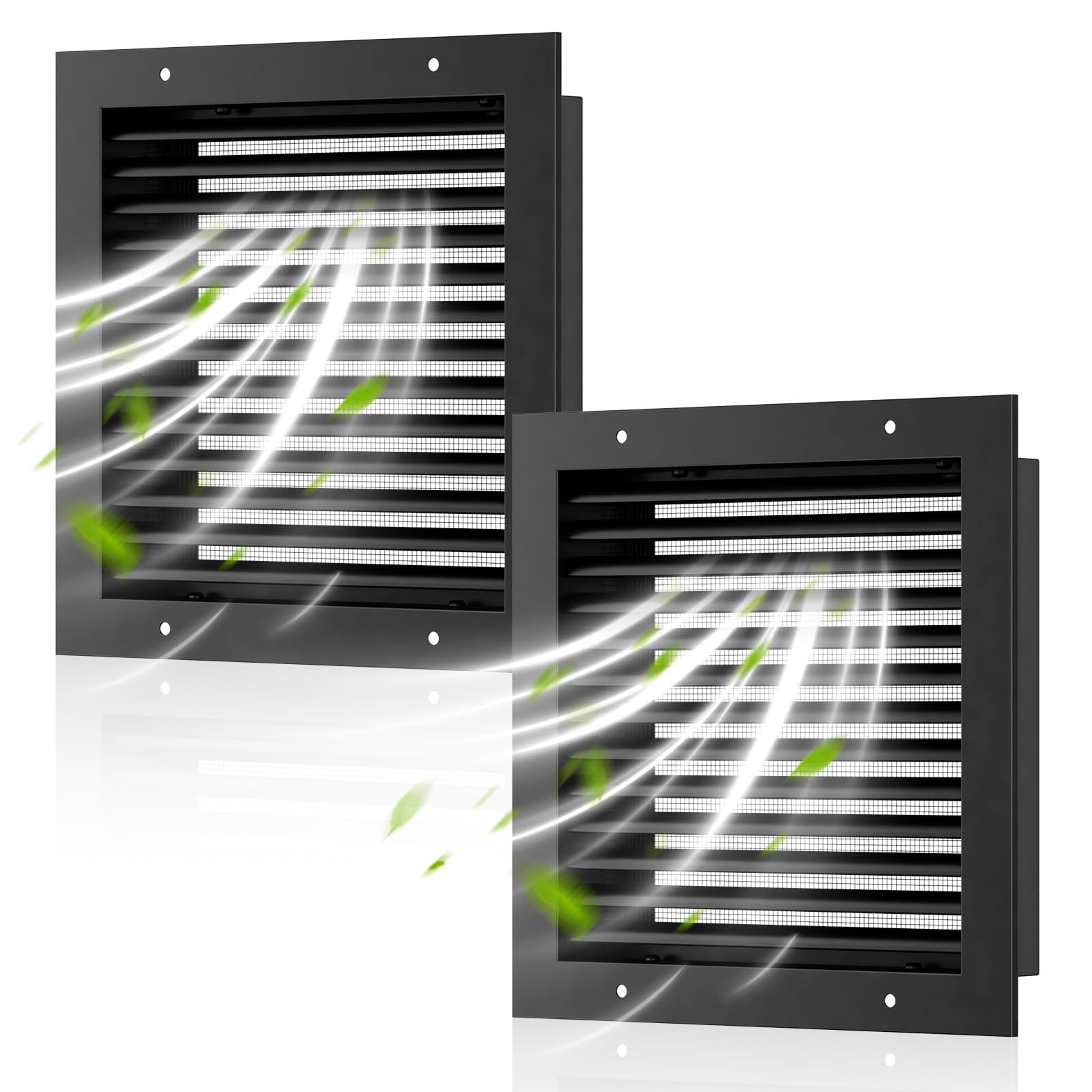 Photo 1 of Hon Guan 2 Pack 12" x 12" Aluminum Gable Vents with Screen for Houses, Louvered Wall Vent for Attic, Shed and Exterior Doors, 10.5" x 10.5" Vent Opening, Black