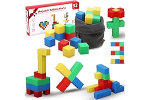 Magnetic Building Blocks Cube for Toddler, Kids Magnet STEM Preschool Learning Sensory Montessori Outdoor Travel Building Toy