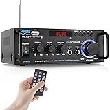 Pyle Wireless Bluetooth Stereo Power Amplifier - 200W Dual Channel Sound Audio Stereo Receiver w/RCA, USB, SD, MIC in, FM Rad