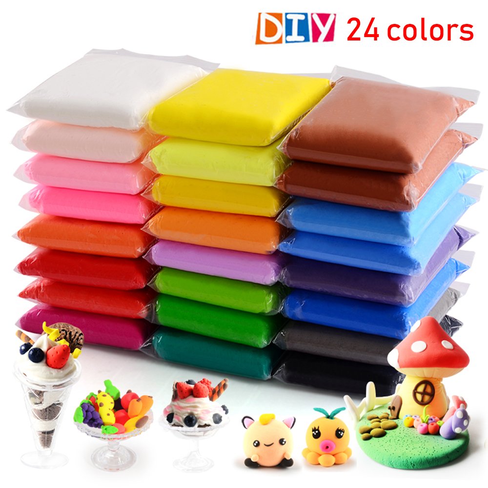 24 Colors Air Dry Clay, Ultra Light Modeling QMay Magic Clay Artist
