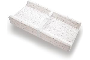MODERA Organic Cotton Contoured Baby Changing Pad w/Waterproof Foam Mattress, Includes Soft, Removable & Washable Cover, Safety Strap, Non-Slip Bottom, Topper for Standard Size Infant Diaper Table & Dresser