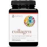 Youtheory Advanced Collagen, 6,000 mg, 290 Tablets, 48-Day Supply | With Vitamin C, for Hair, Skin, and Nails*, Collagen Supplement for Women and Men, Hydrolyzed for Absorption