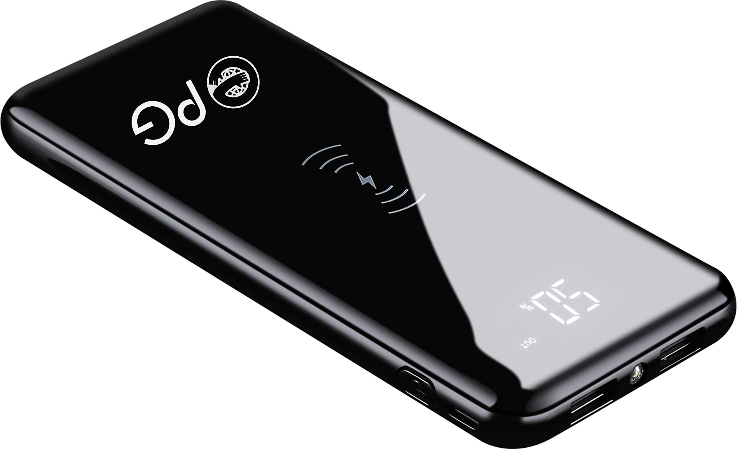 ePGes Fast Dual-Port Wired and 5W Qi Wireless Charger, Power Bank, Portable Charger 5V 2.1A, 10000mAh Li-Polymer. Rechargeable Portable Battery Charger for Mobile Phones/Devices – Black