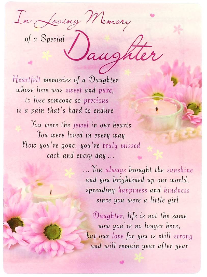 Special Thoughts Loving Memory Open Graveside Memorial Card - Special Daughter 6.5" x 4.75"