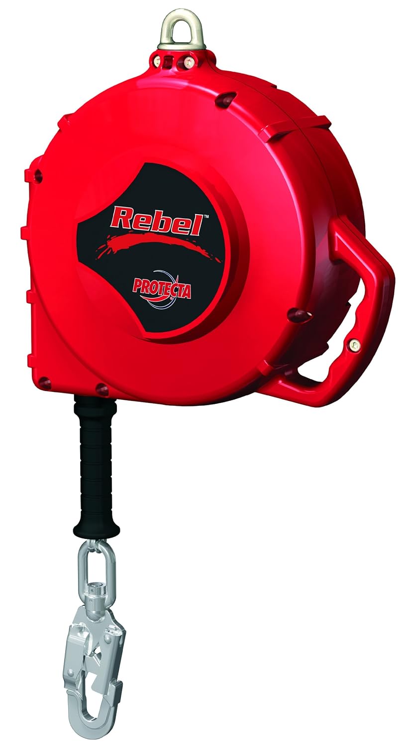 3M Protecta Rebel 3590681 Self Retracting Lifeline, 100' Stainless Steel Cable, Aluminum Housing, with Carabiner, 420 lb Capacity, Red