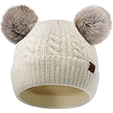 Otoyzy Girl Beanies Pompom Winter Knitted Hat Toddler Beanies Infant Winter Hat Cap for Boys Girls（3-24M）