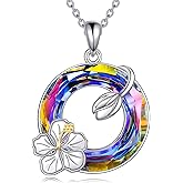 POPLYKE Sterling Silver Flower Pendant Birthflower Jewelry Gifts for Mother Mom Friend Birthday Mother's Day