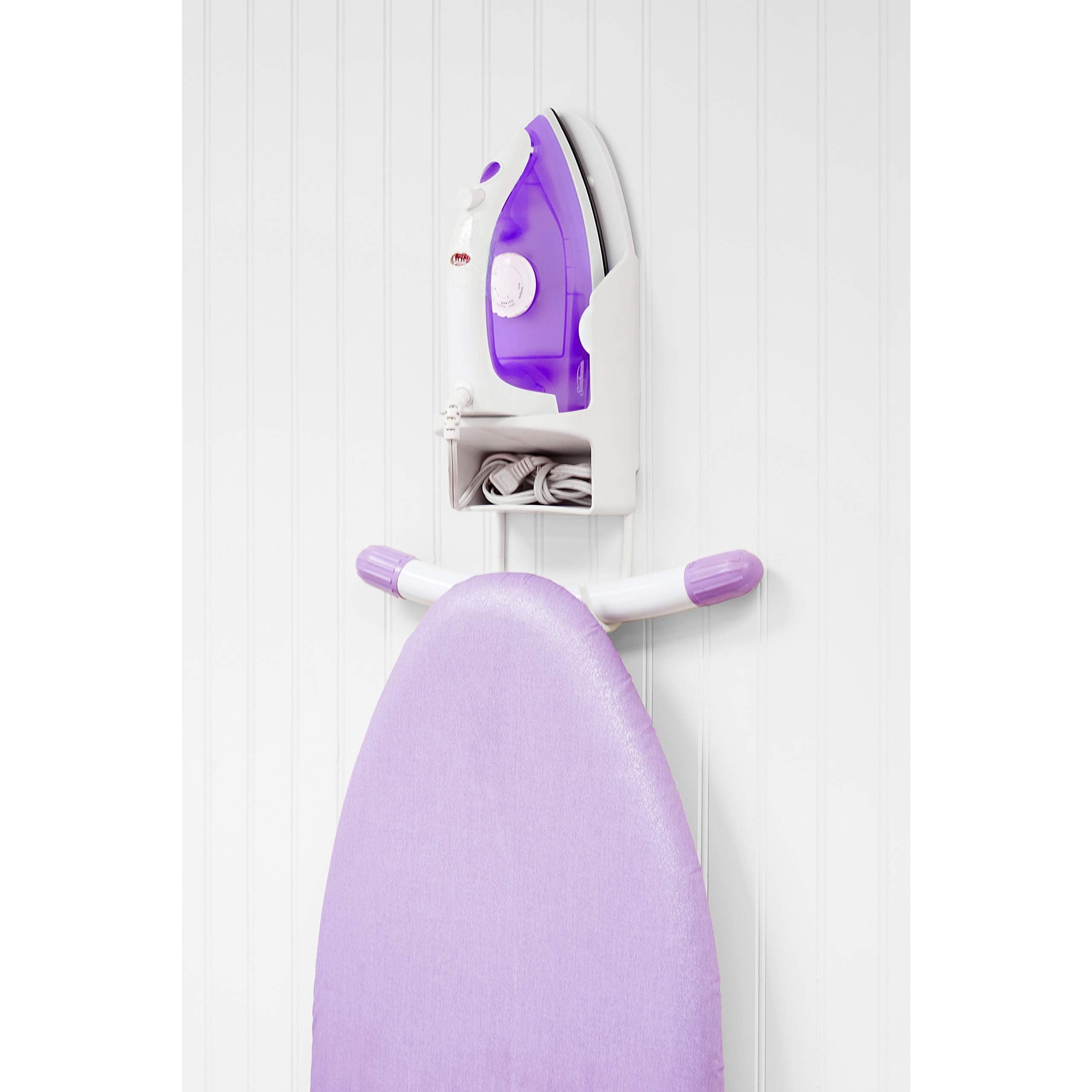 Wall Mount Iron and Ironing Board Organizer Laundry Room Storage Fits Smaller Irons Easy Assembly White