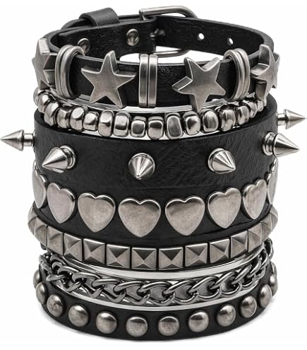 604SERVICE STUDDED BRACELET スタッズ ブレスレット Amazon.com: Ulekuke 3 Pcs Punk Rock Studded Bracelet Set Spiked