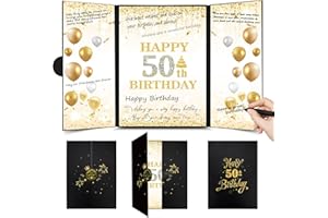 MDCGFOD 50th Birthday Decorations Happy 50th Birthday Guest Book for Men Women, Black Gold Birthday Alternative Signature Board for 50th Birthday Gifts Cheers to 50 Years Birthday Party Supplies