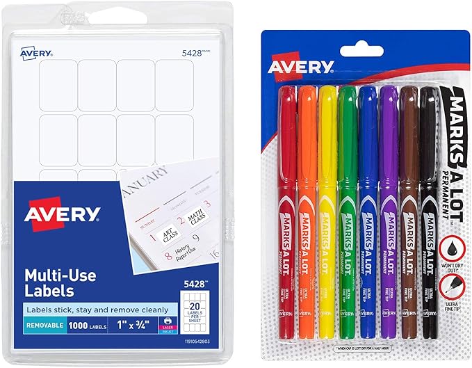 Avery Bundle SelfAdhesive Removable Labels, 0.75 x 1