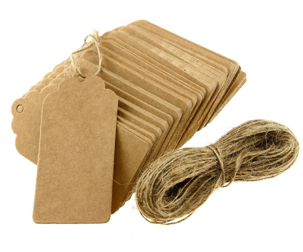 Micro Trader 100pcs Brown Kraft Paper Hang Tags Gift Price Party Wedding Label Cards