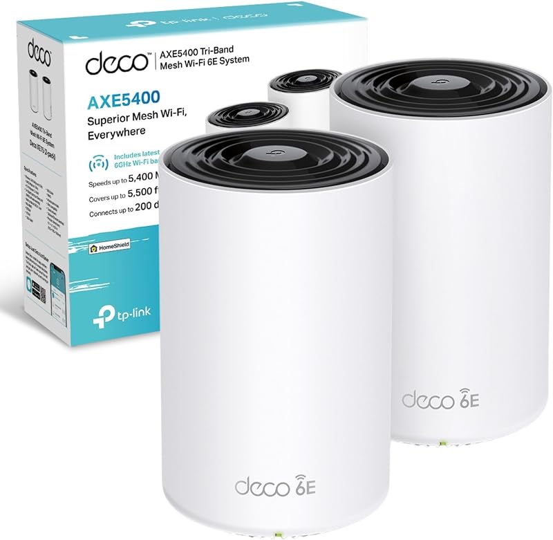 TP-Link Deco XE75 2-Pack AXE5400 WiFi 6E Mesh System AI-Driven HomeShield