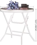 PHI VILLA Folding Side Table - Turquoise Small Round Patio Table view 3